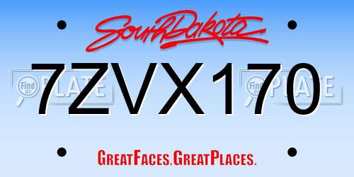 7ZVX170 South Dakota License Plate