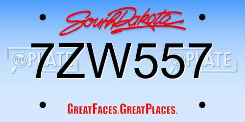 7ZW557 South Dakota License Plate