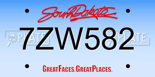 7ZW582 South Dakota License Plate