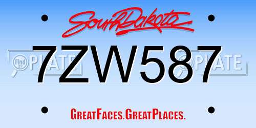 7ZW587 South Dakota License Plate