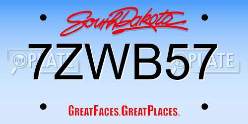7ZWB57 South Dakota License Plate