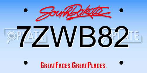 7ZWB82 South Dakota License Plate