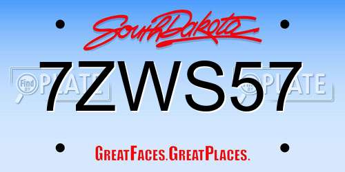 7ZWS57 South Dakota License Plate