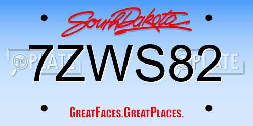 7ZWS82 South Dakota License Plate