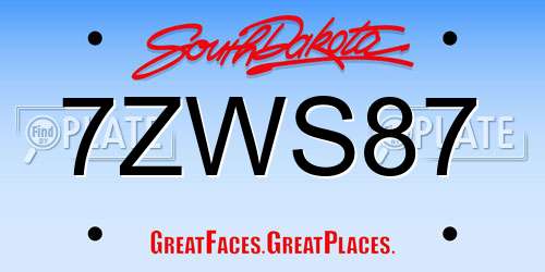 7ZWS87 South Dakota License Plate