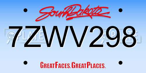 7ZWV298 South Dakota License Plate