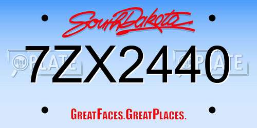 7ZX2440 South Dakota License Plate
