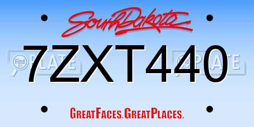 7ZXT440 South Dakota License Plate