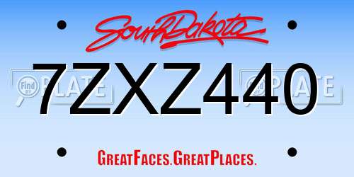 7ZXZ440 South Dakota License Plate
