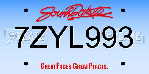7ZYL993 South Dakota License Plate