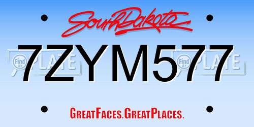 7ZYM577 South Dakota License Plate