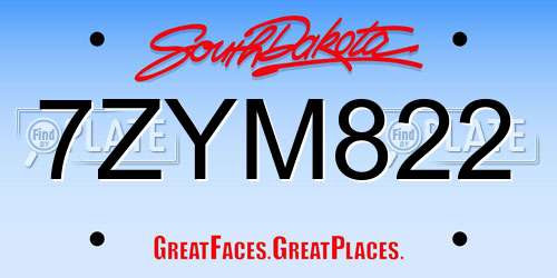 7ZYM822 South Dakota License Plate