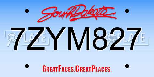 7ZYM827 South Dakota License Plate
