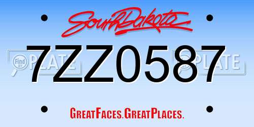 7ZZ0587 South Dakota License Plate