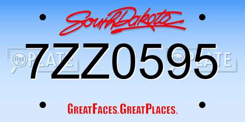 7ZZ0595 South Dakota License Plate