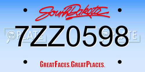 7ZZ0598 South Dakota License Plate