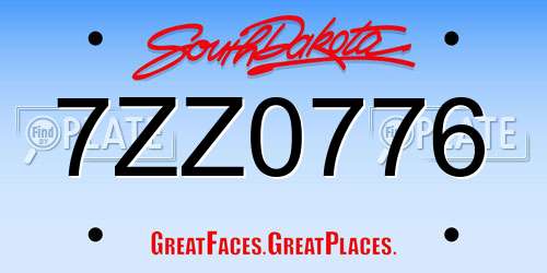 7ZZ0776 South Dakota License Plate