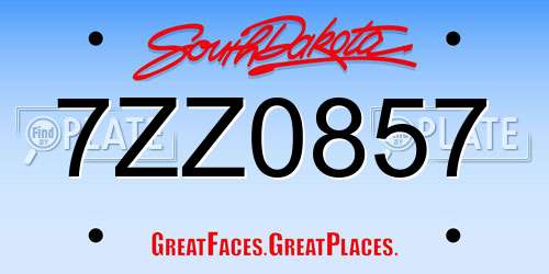 7ZZ0857 South Dakota License Plate