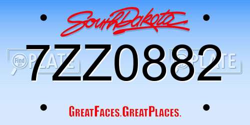 7ZZ0882 South Dakota License Plate