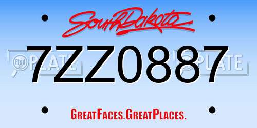 7ZZ0887 South Dakota License Plate