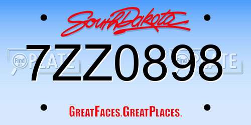 7ZZ0898 South Dakota License Plate