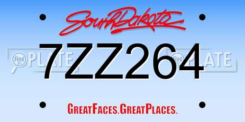 7ZZ264 South Dakota License Plate