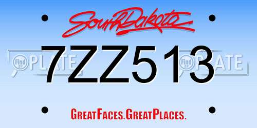 7ZZ513 South Dakota License Plate