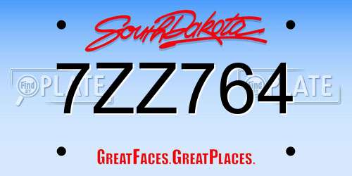7ZZ764 South Dakota License Plate