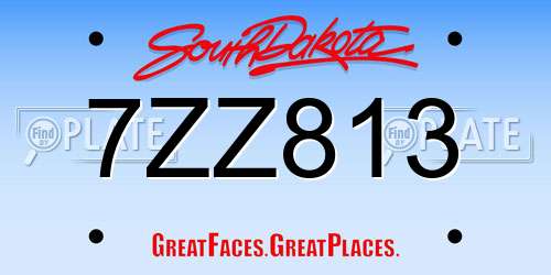 7ZZ813 South Dakota License Plate