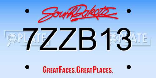7ZZB13 South Dakota License Plate