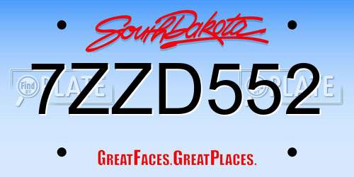 7ZZD552 South Dakota License Plate