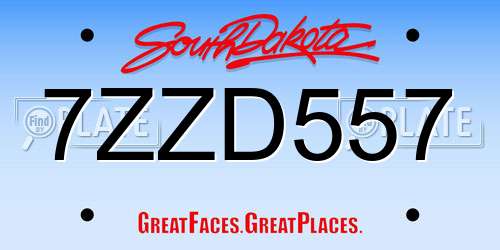 7ZZD557 South Dakota License Plate