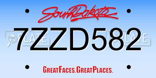 7ZZD582 South Dakota License Plate