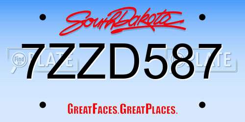 7ZZD587 South Dakota License Plate