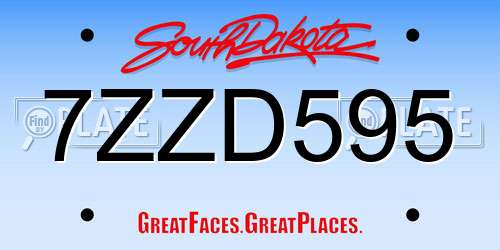 7ZZD595 South Dakota License Plate