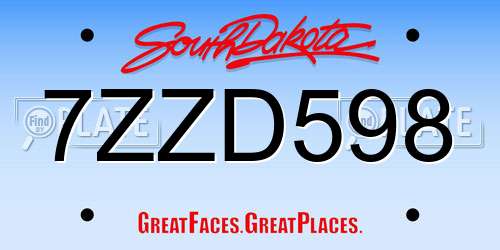 7ZZD598 South Dakota License Plate