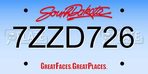7ZZD726 South Dakota License Plate