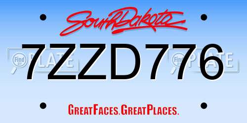 7ZZD776 South Dakota License Plate