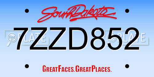 7ZZD852 South Dakota License Plate