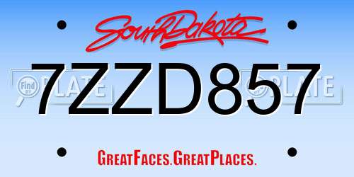 7ZZD857 South Dakota License Plate