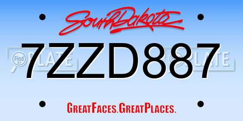 7ZZD887 South Dakota License Plate