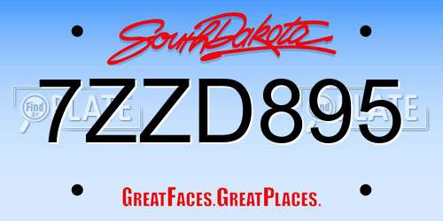 7ZZD895 South Dakota License Plate