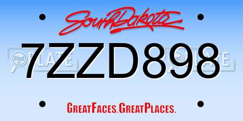7ZZD898 South Dakota License Plate