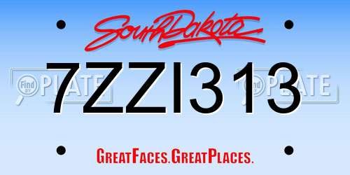 7ZZI313 South Dakota License Plate