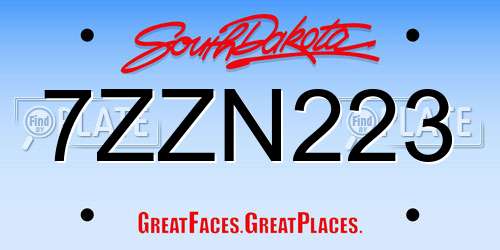 7ZZN223 South Dakota License Plate
