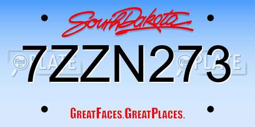 7ZZN273 South Dakota License Plate