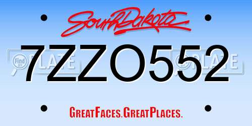 7ZZO552 South Dakota License Plate