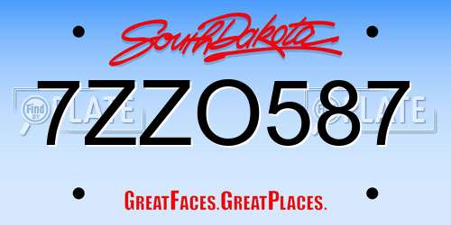 7ZZO587 South Dakota License Plate