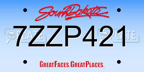 7ZZP421 South Dakota License Plate