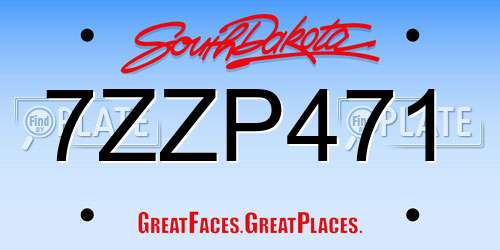 7ZZP471 South Dakota License Plate
